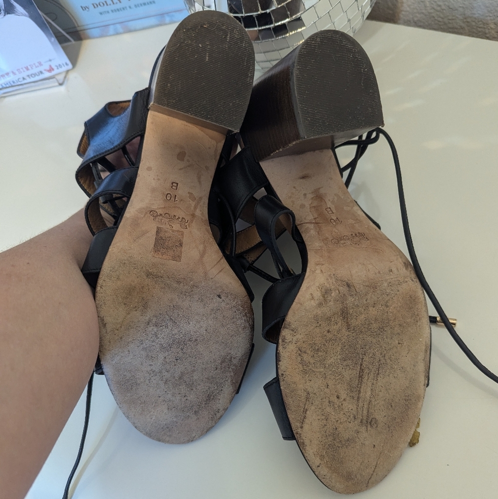 Coach black leather block heel sandal - Picture 2 of 8